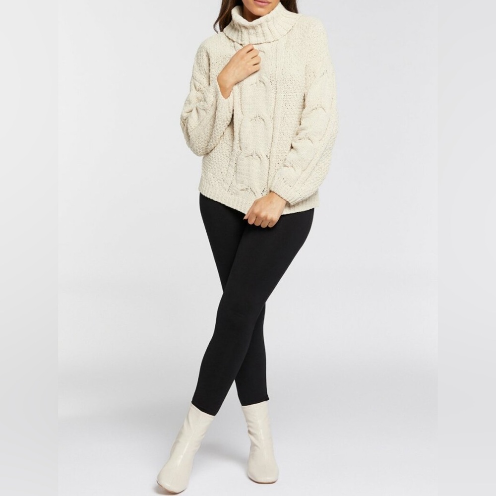 Seven 7 Cable Knit Cowl Neck Sweater in Sandshell Style No. 7M7966